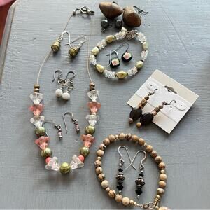 Stone Beaded Jewelry Lot Earrings Necklace Bracelet
